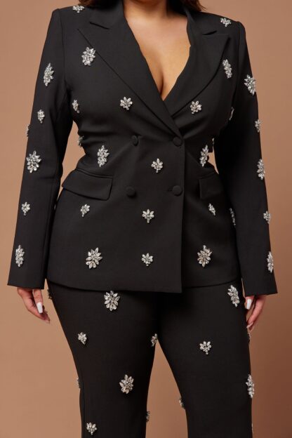 Chaqueta Elegante con Detalles Brillantes y Cuello Solapa - Image 7