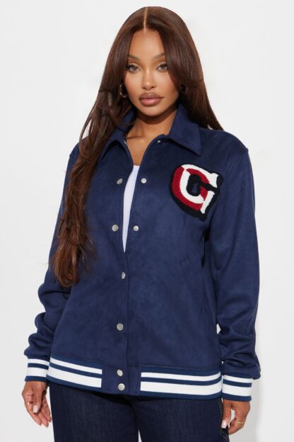 Chaqueta Imitación Ante Color Azul Marino - Image 3